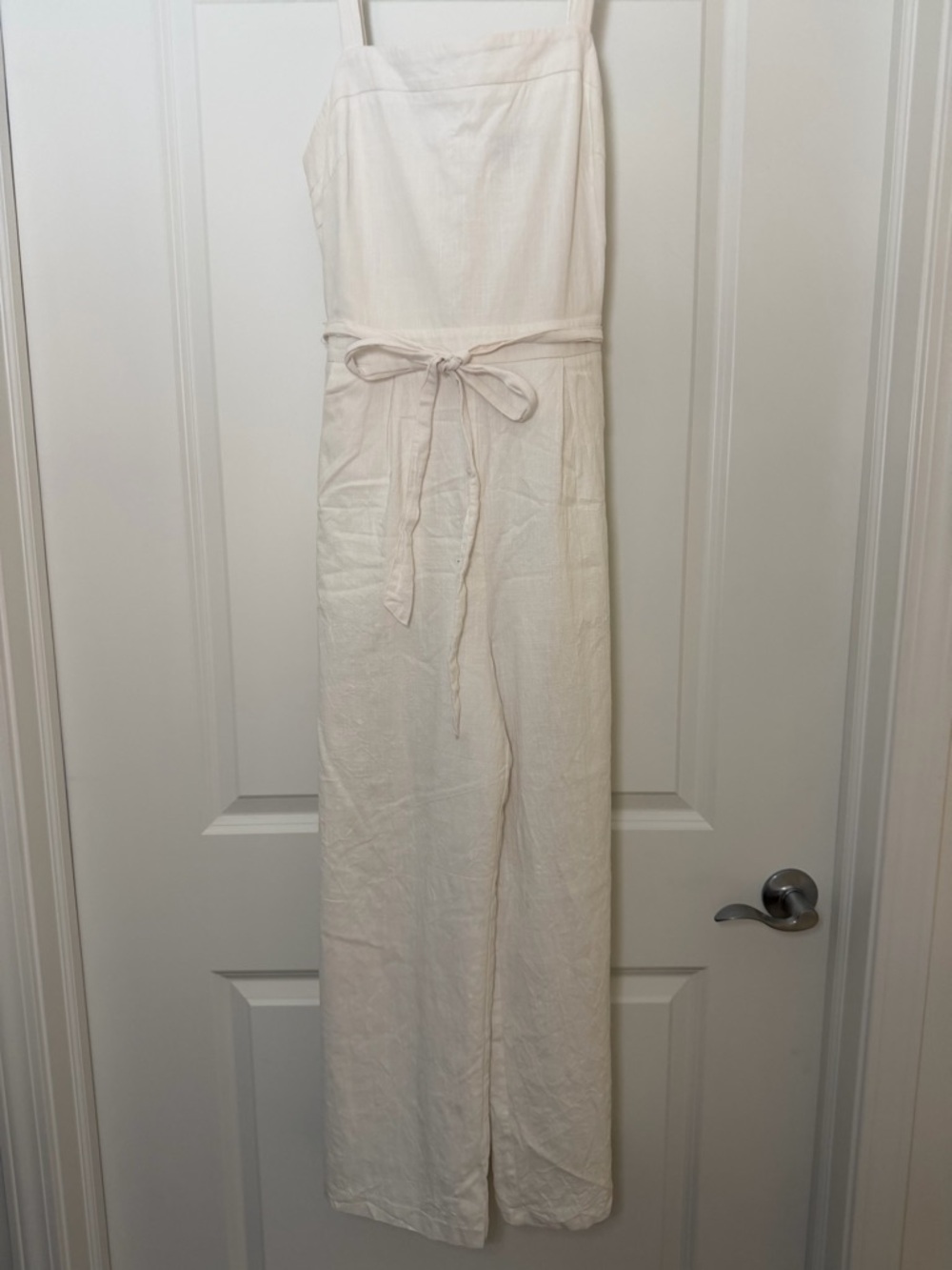 Lulu's Cream Wide-Leg Jumpsuit with Tie Waist
